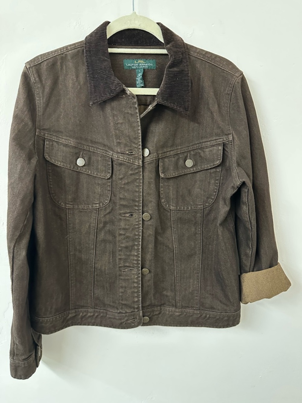 Ralph Lauren Brown Corduroy-Collar Jean Jacket